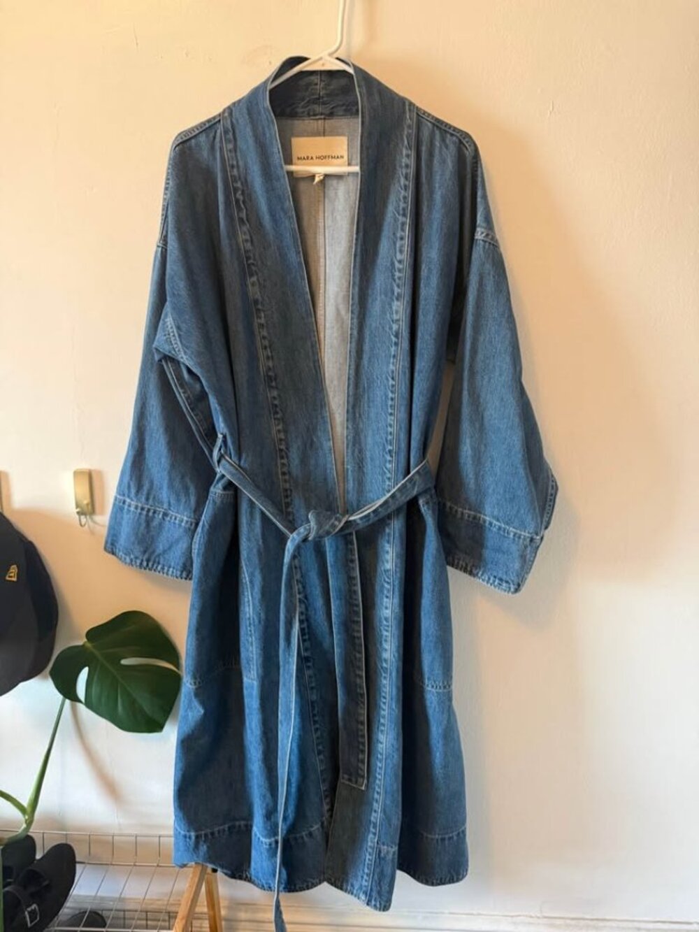 Brand New Mara Hoffman S "Adrian" Denim Duster w Tie Belt and Pockets- $100 OFF